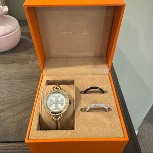 NWT Tory Burch Gold Miller Bangle Watch w/3 Changeable Faces